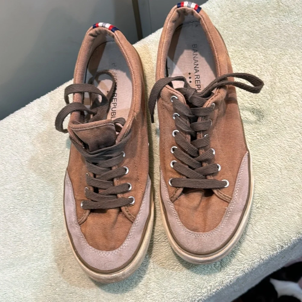 Banana Republic Men’s Brown Lace Up Canvas Boat Shoe Size 9.5